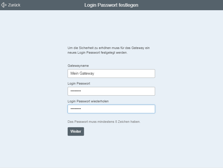 Login-Passwort festlegen - Browser
