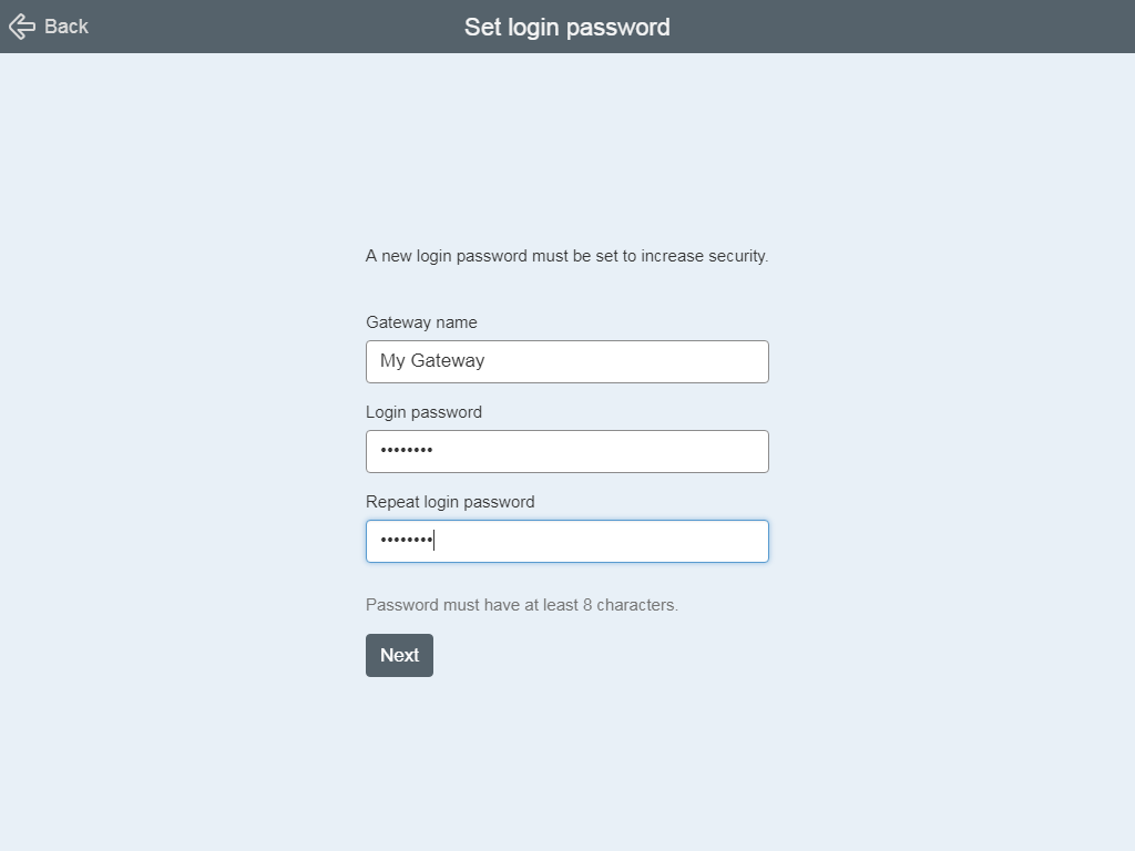 Set login password - Browser