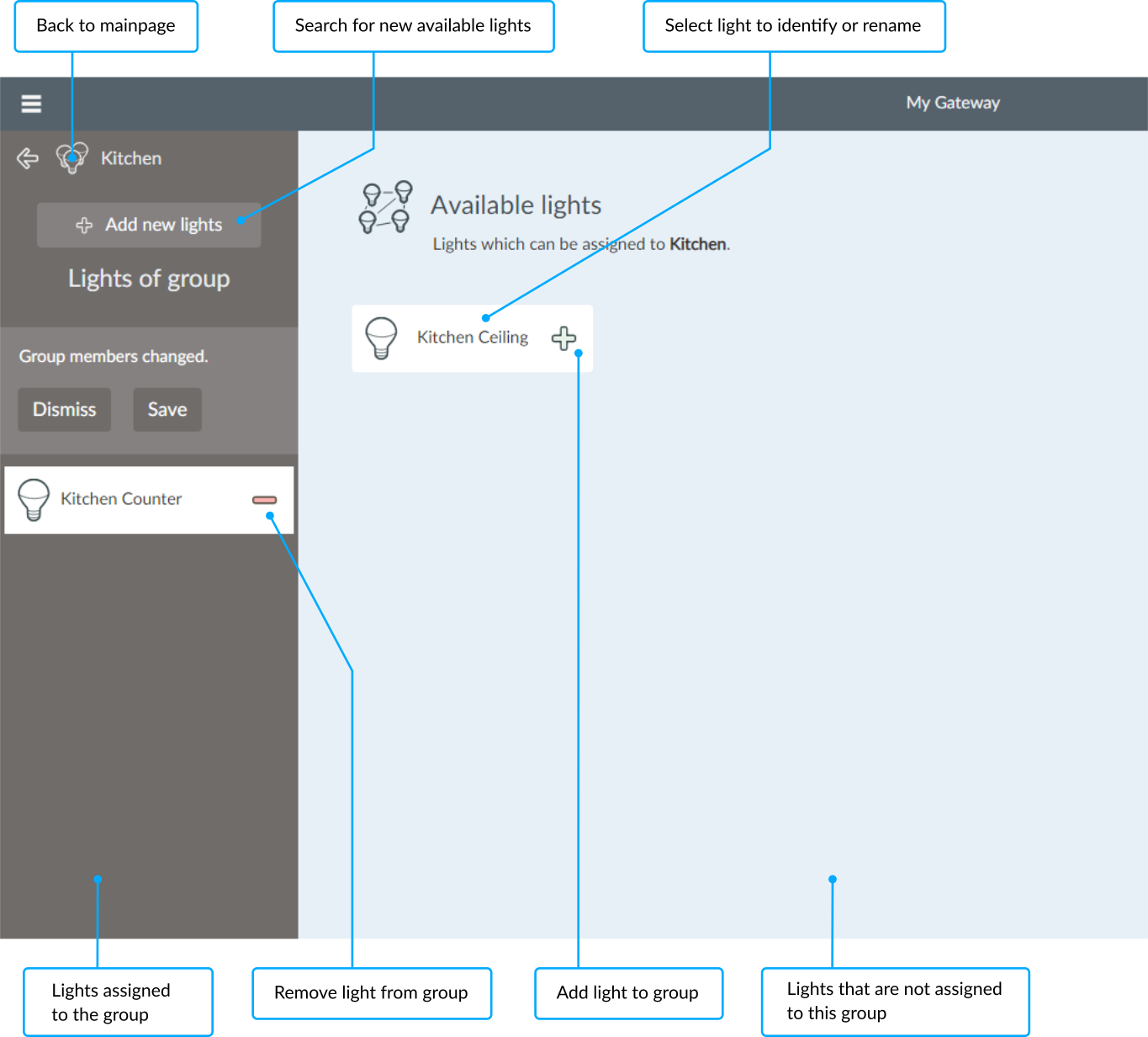 Assign lights to a group 2 - Browser