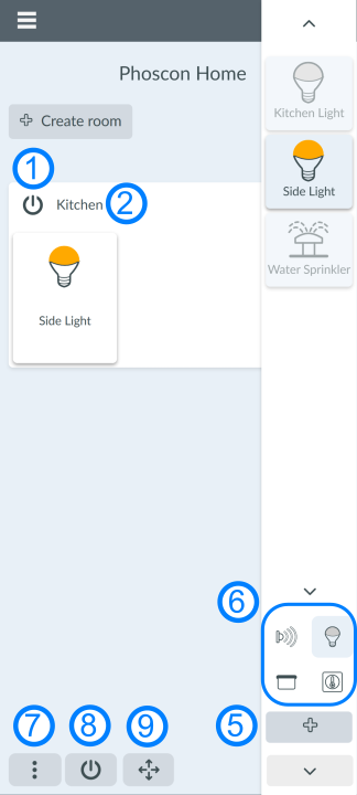 Dashboard Room Functions - Smartphone App