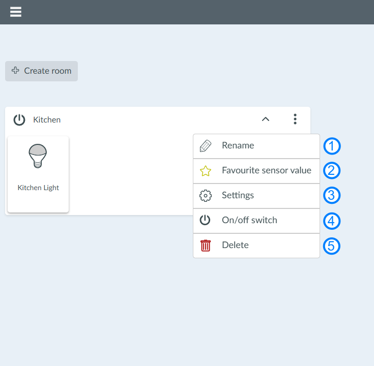 Dashboard Room Settings - Browser
