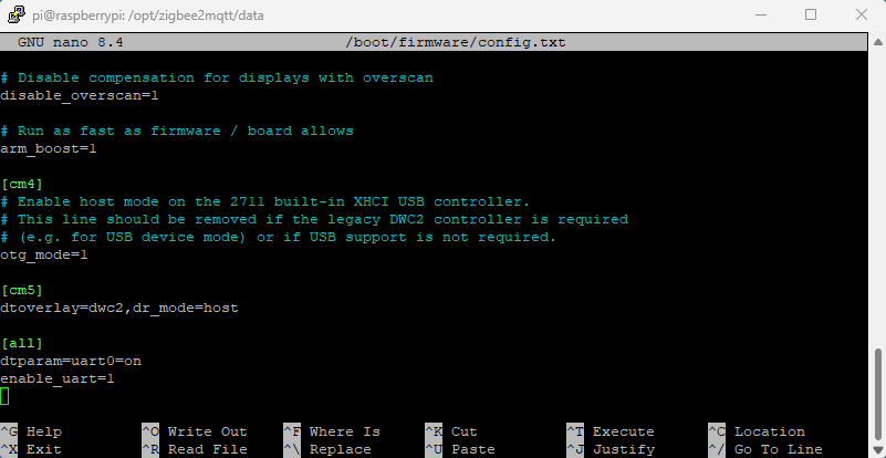 RaspBee II UART aktivieren