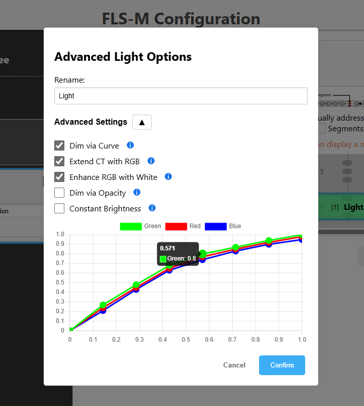 Config-Builder dim curve