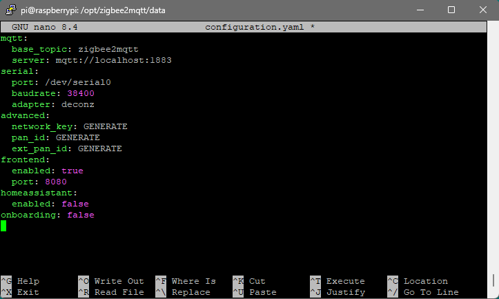 Configuration de l’adaptateur RaspBee II