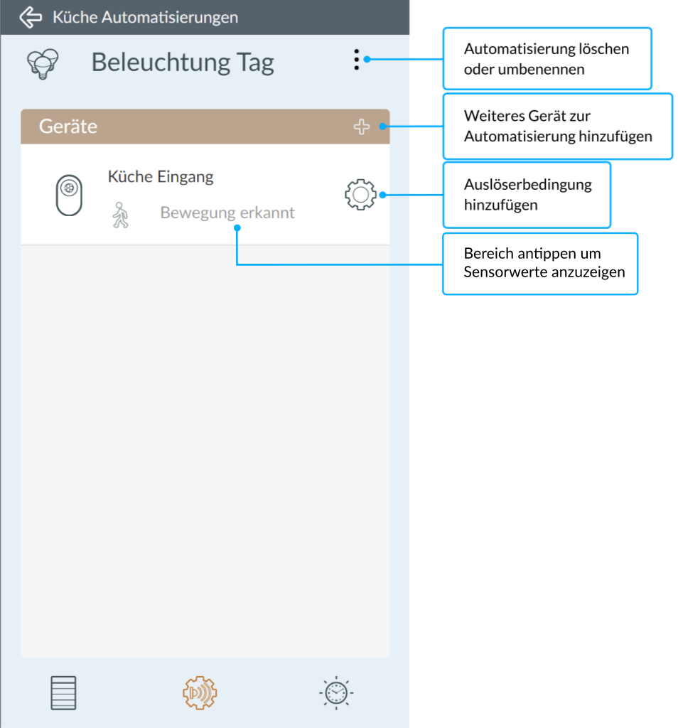 Auslöser Übersicht - Smartphone App