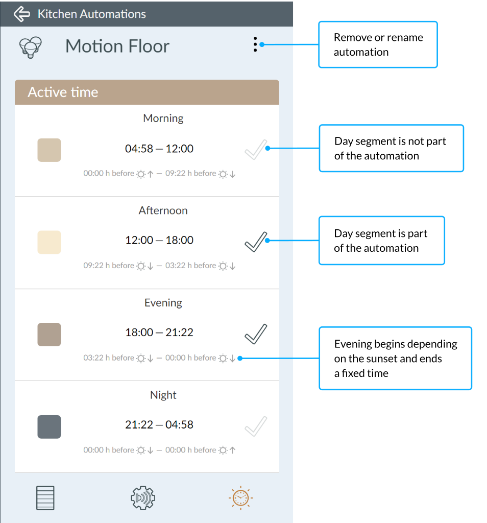 Set time of day - Smartphone app