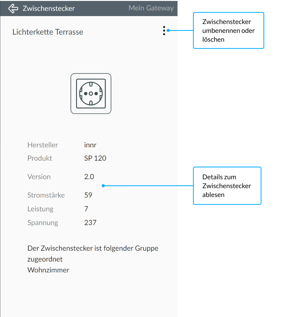Detailansicht des Zwischensteckers