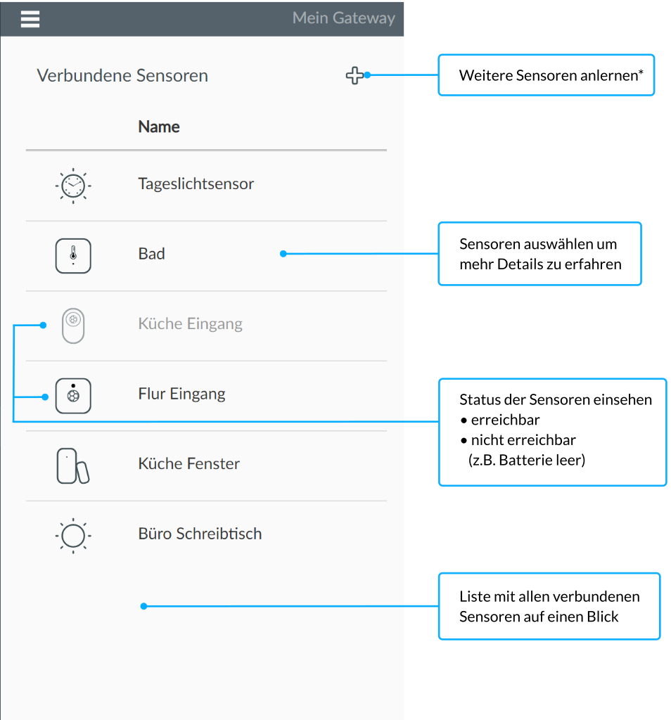 Overview of all sensors - Desktop App