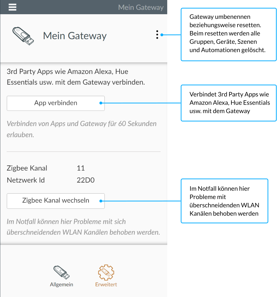 Erweiterte Einstellungen 2 - Smartphone App