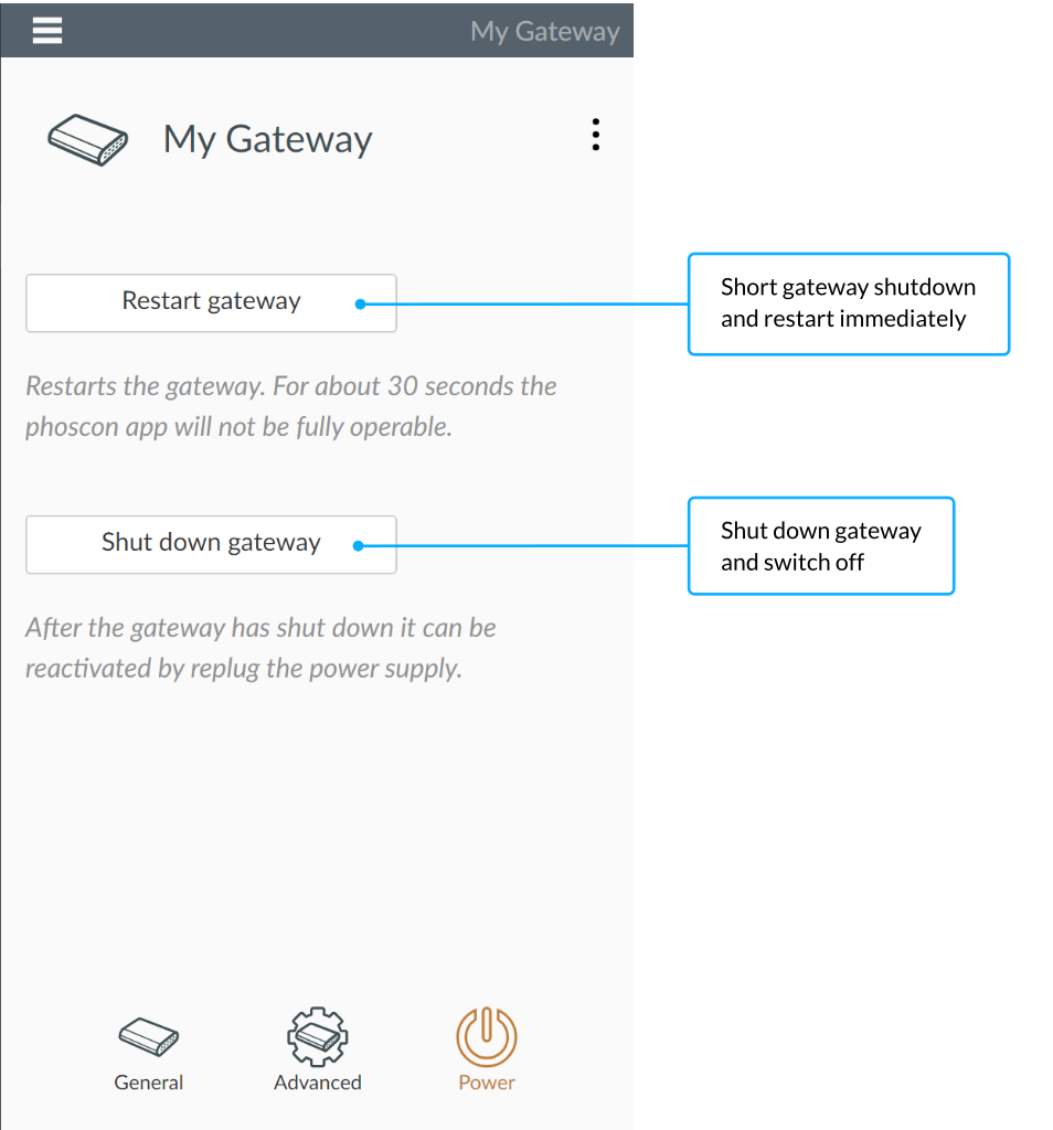 Power Settings - Smartphone App