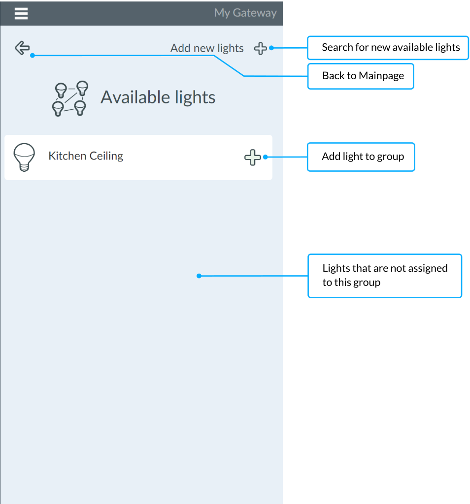 Assign lights to a group 2 - Smartphone app