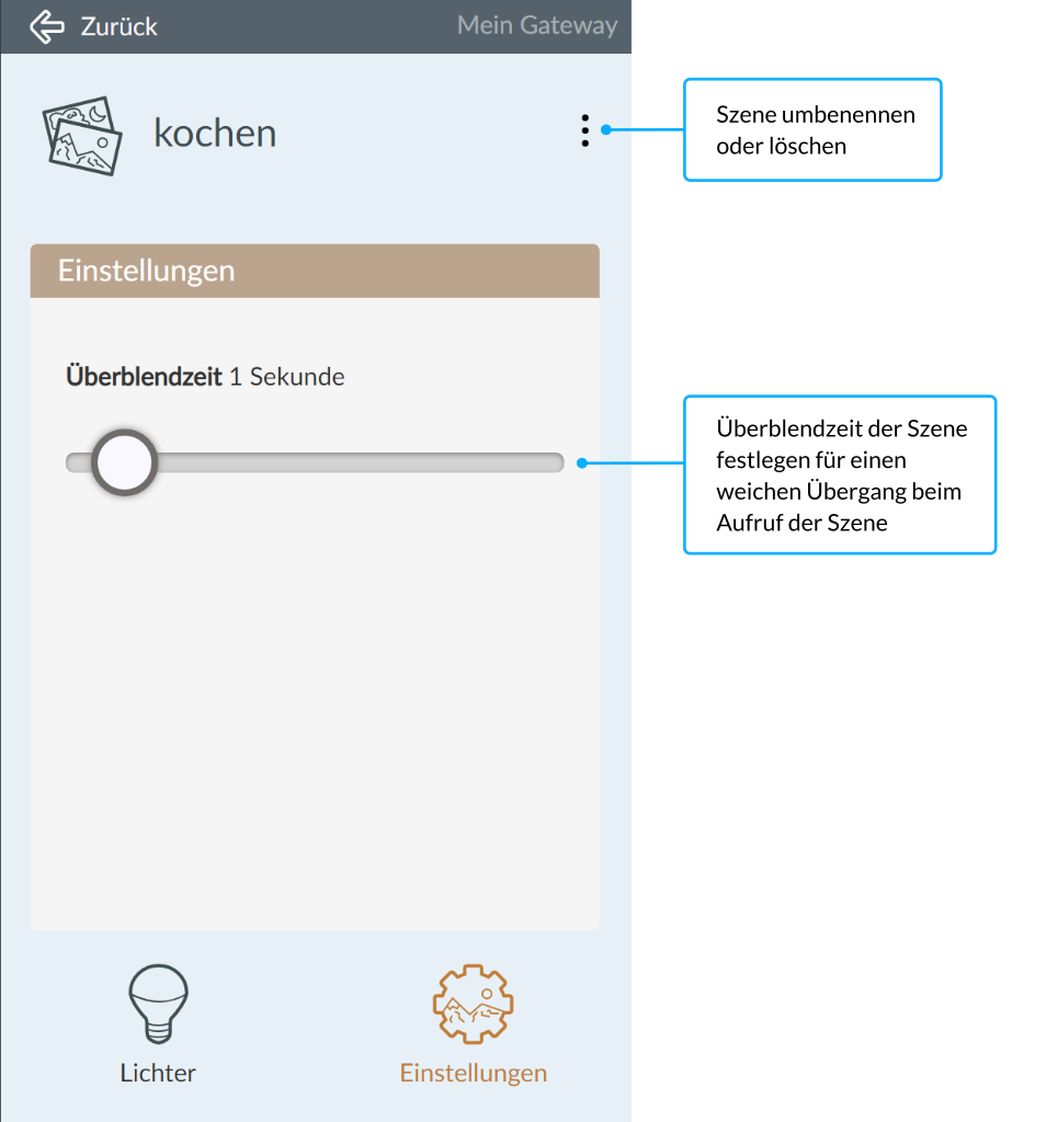 Szenen Einstellungen - Smartphone App