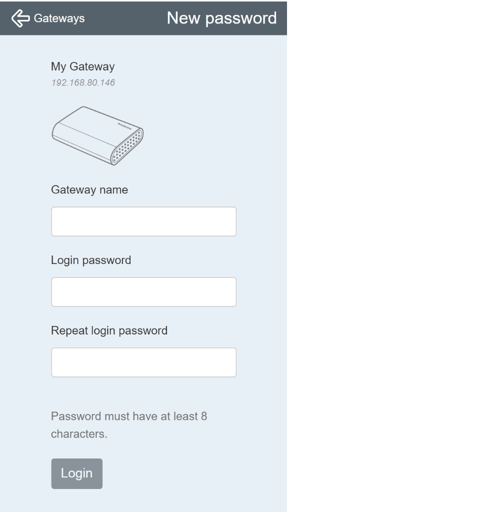 Set login password - Smartphone App