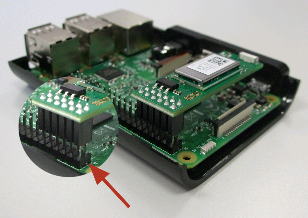 RaspBee placed on Raspberry Pi Header